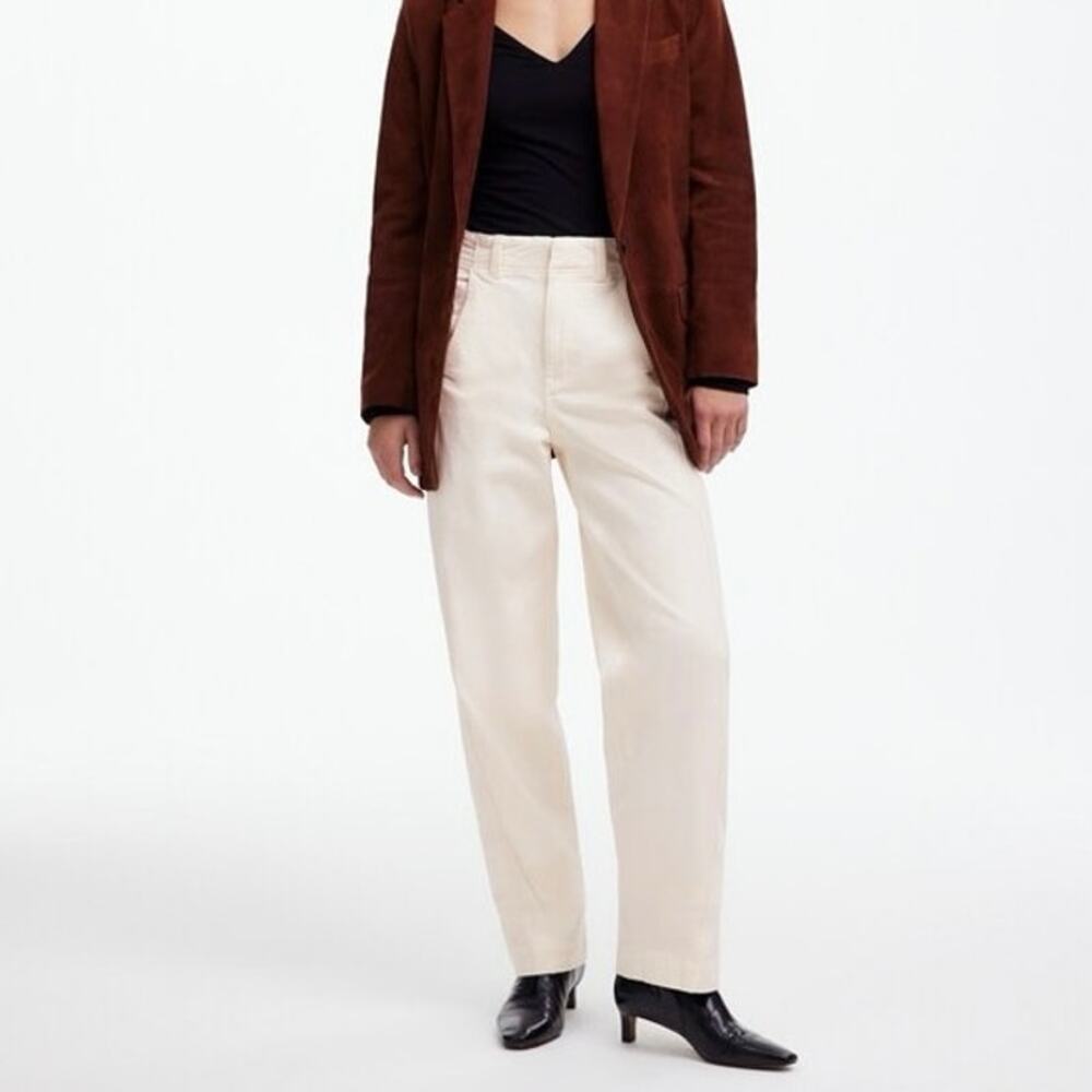 NWT Madewell Tapered Denim High Rise Trouser Pant In Vintage Ivory Size 33